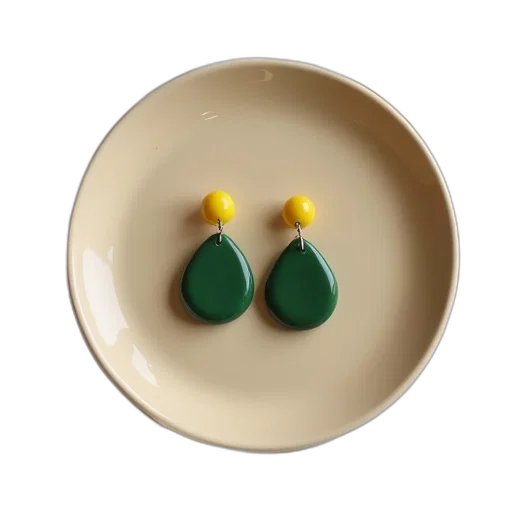 jewelry, green, pair, yellow transparent PNG cut-out