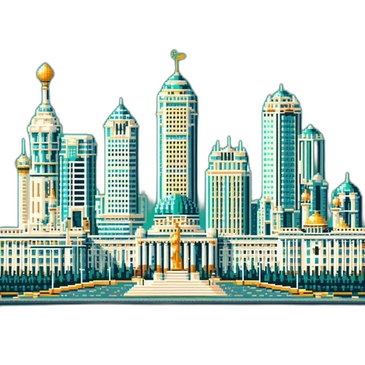building, concept art, pixel art, 3d render transparent PNG cut-out