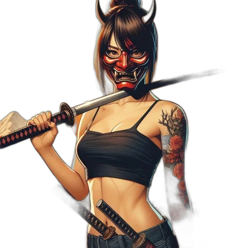 mask, weapon, staff, comic book art transparent PNG cut-out