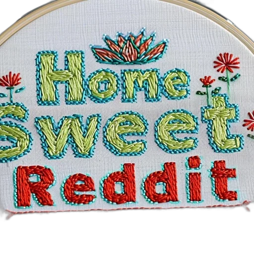 embroidered, hoop, phrase, home transparent PNG cut-out