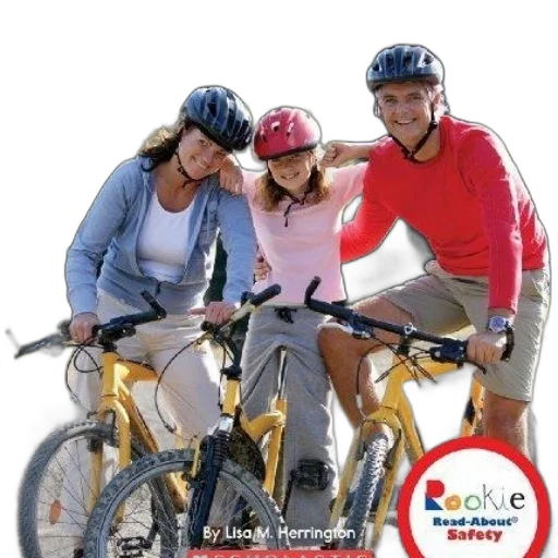 family, three, riding, bicycles transparent PNG cut-out
