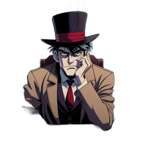 hat, jacket, staff, face transparent PNG cut-out