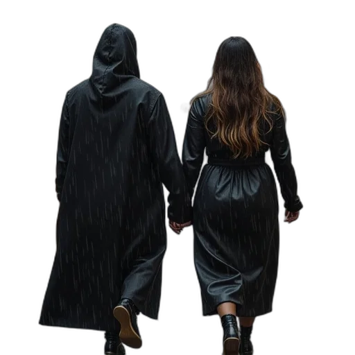 jacket, dress, umbrella, cyberpunk transparent PNG cut-out
