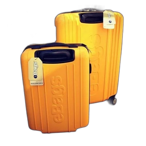 two, yellow, ebags, suitcases transparent PNG cut-out