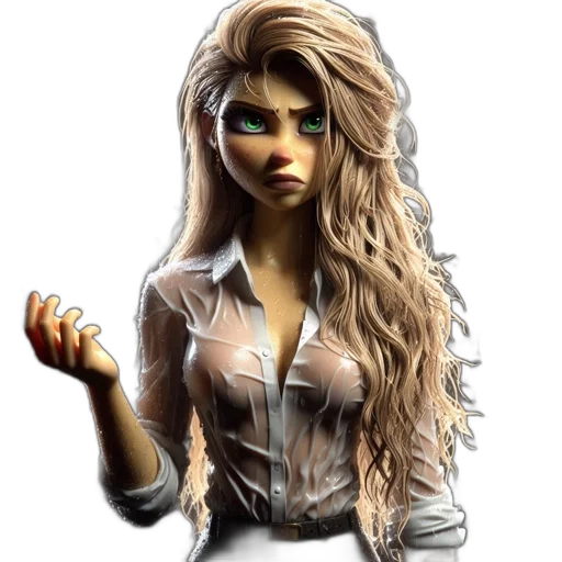 staff, hair, dress, fantasy art transparent PNG cut-out