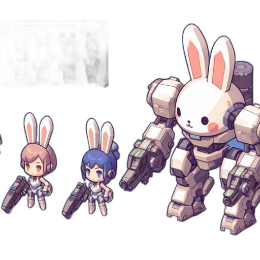 robot, weapon, pixel art, concept art transparent PNG cut-out