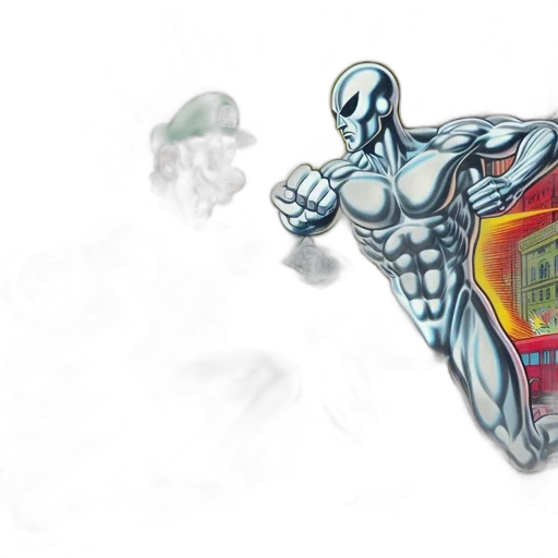 robot, concept art, comic book art, 3d render transparent PNG cut-out