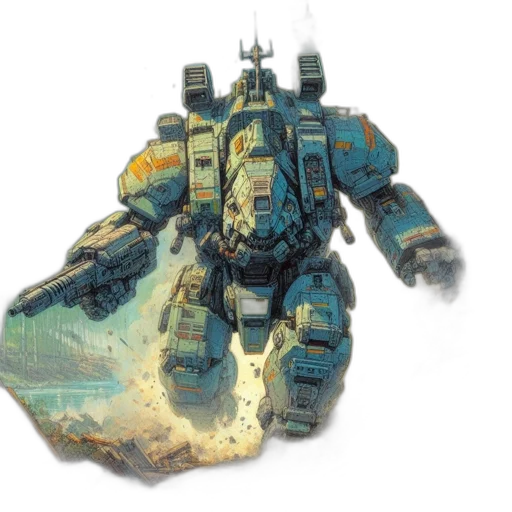 robot, weapon, concept art, watercolor transparent PNG cut-out