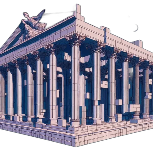 building, concept art, 3d render, vaporwave transparent PNG cut-out