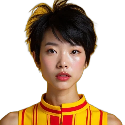 face, dress, staff, hair transparent PNG cut-out
