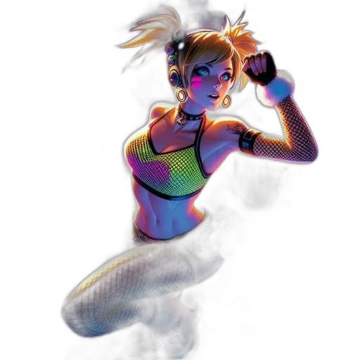 concept art, comic book art, vaporwave, cyberpunk transparent PNG cut-out