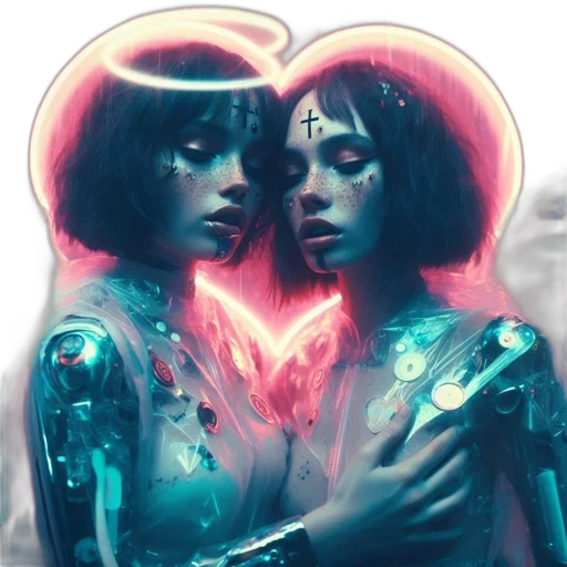 robot, jewelry, dress, cyberpunk transparent PNG cut-out