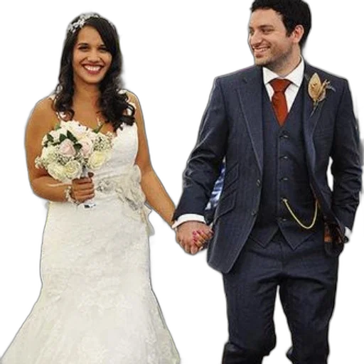 dress, bride, white, holds transparent PNG cut-out