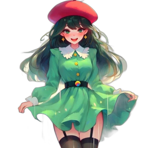 dress, hat, staff, crown transparent PNG cut-out