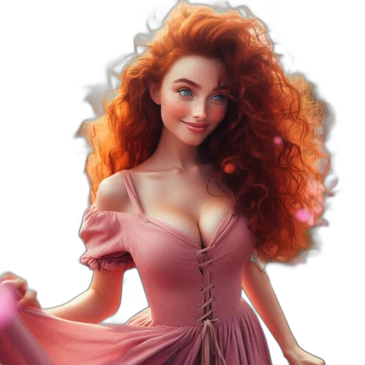 dress, hair, fantasy art, photorealistic transparent PNG cut-out