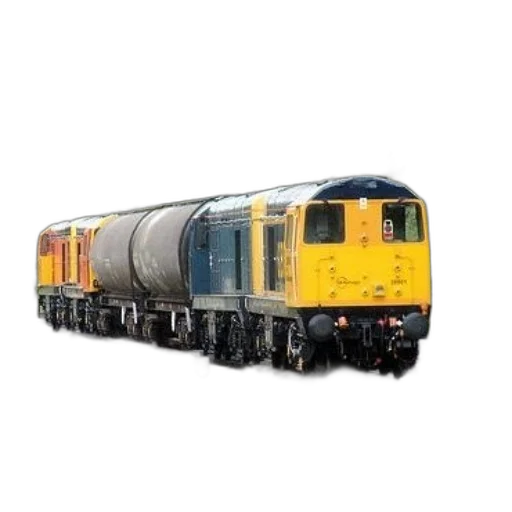 photorealistic, yellow, train, blue transparent PNG cut-out