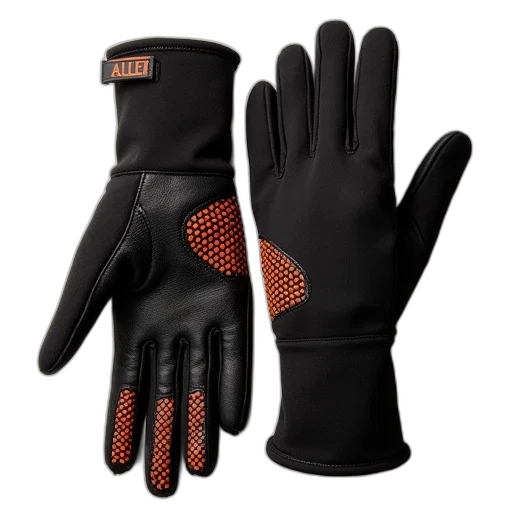 altex, gloves, black, orange transparent PNG cut-out