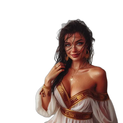 jewelry, dress, fantasy art, oil painting transparent PNG cut-out