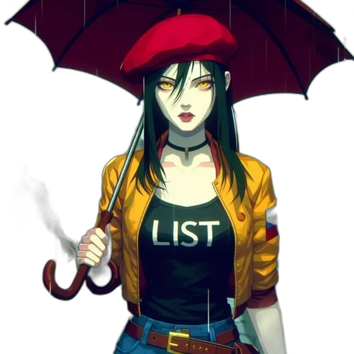 umbrella, jacket, staff, hat transparent PNG cut-out
