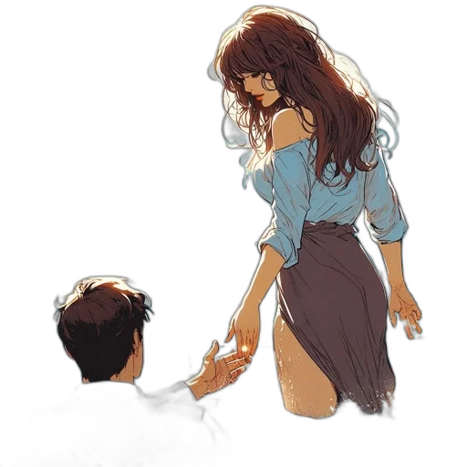 dress, concept art, watercolor, comic book art transparent PNG cut-out