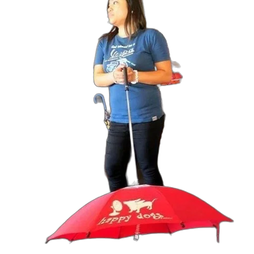 umbrella, staff, woman, holds transparent PNG cut-out