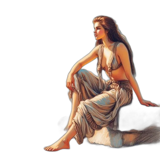 dress, jewelry, oil painting, fantasy art transparent PNG cut-out