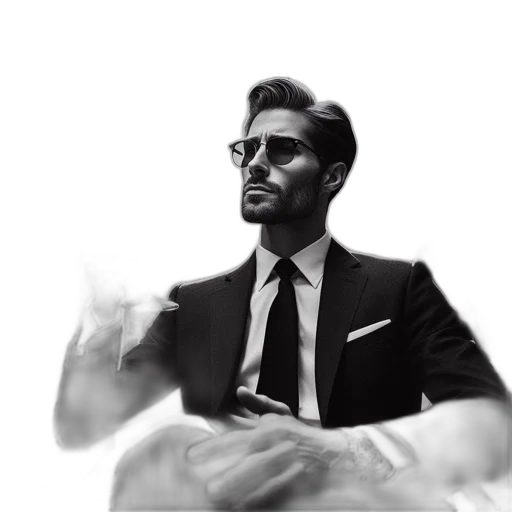 jacket, face, staff, photorealistic transparent PNG cut-out