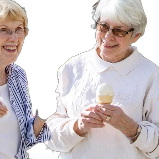 two, elderly, women, enjoy transparent PNG cut-out