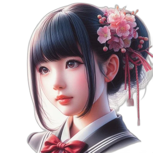 face, robot, flower, photorealistic transparent PNG cut-out