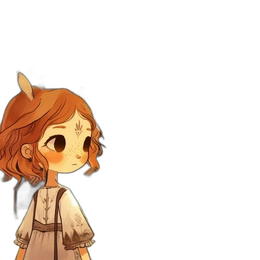 staff, dress, hair, creature transparent PNG cut-out