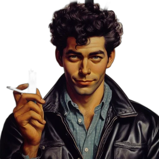 jacket, face, staff, weapon transparent PNG cut-out