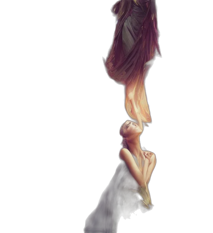 dress, creature, face, staff transparent PNG cut-out