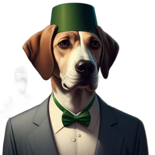 hat, staff, animal, photorealistic transparent PNG cut-out