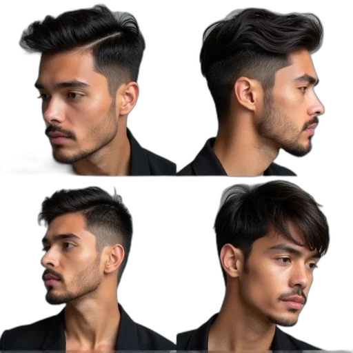 hair, face, photorealistic, cartoon transparent PNG cut-out