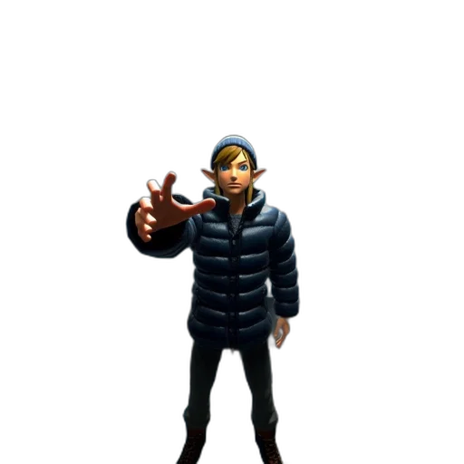 jacket, staff, face, creature transparent PNG cut-out