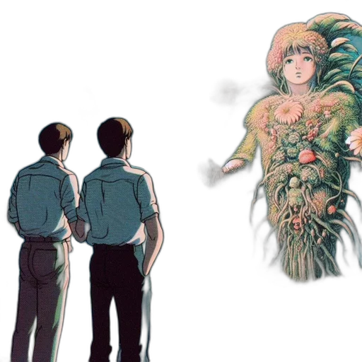 dress, creature, hair, staff transparent PNG cut-out