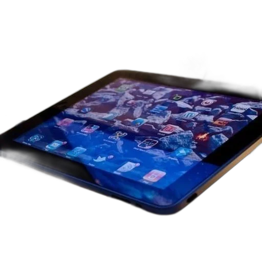 tablet, blue, screen, displaying transparent PNG cut-out
