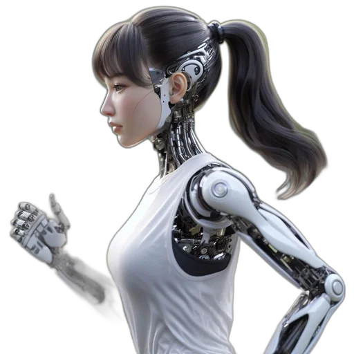 robot, concept art, cyberpunk, 3d render transparent PNG cut-out