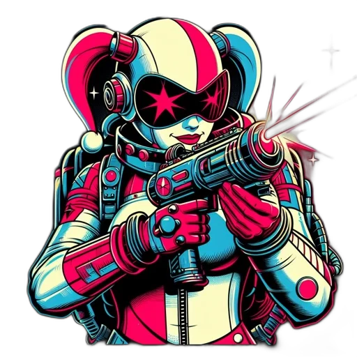 weapon, jacket, cyberpunk, comic book art transparent PNG cut-out