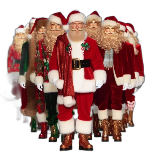 3d render, ensemble, santa, claus transparent PNG cut-out