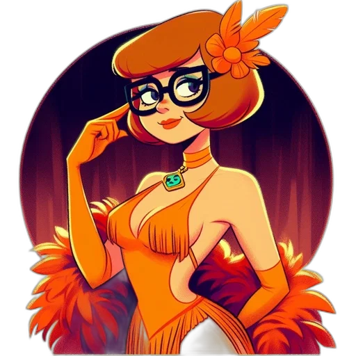 dress, jewelry, staff, cartoon transparent PNG cut-out