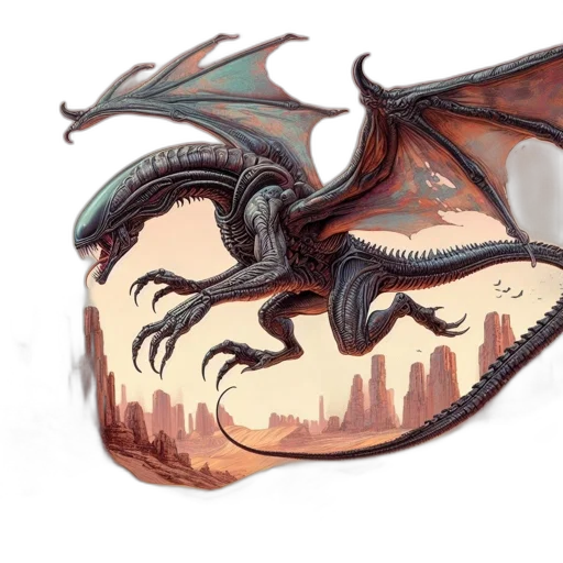 dragon, fantasy art, concept art, photorealistic transparent PNG cut-out