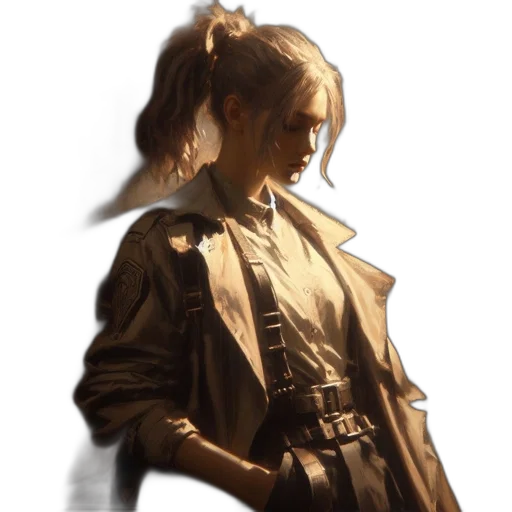 jacket, staff, weapon, face transparent PNG cut-out