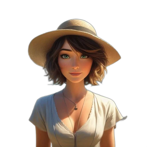 hat, face, dress, staff transparent PNG cut-out