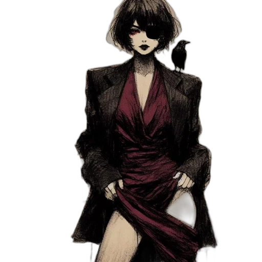 dress, jacket, concept art, comic book art transparent PNG cut-out