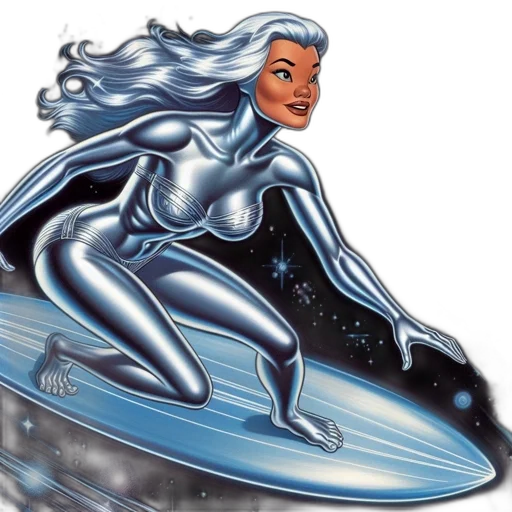 comic book art, concept art, cartoon, silver-haired transparent PNG cut-out