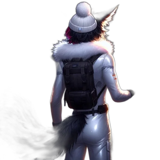 jacket, hat, staff, weapon transparent PNG cut-out