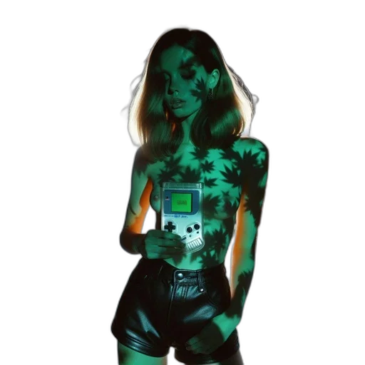 dress, mask, cyberpunk, pixel art transparent PNG cut-out