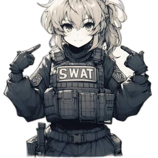 weapon, jacket, robot, staff transparent PNG cut-out