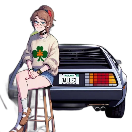 car, dress, robot, vaporwave transparent PNG cut-out